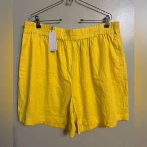 Universal Standard Womens Plus Yellow Linen Blend Pull On Shorts Size M NWT